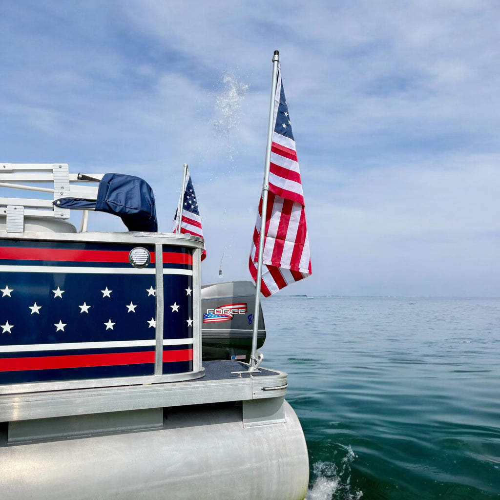 5′ Pontoon Boat Aluminum Flag Pole Kit with American Flag
