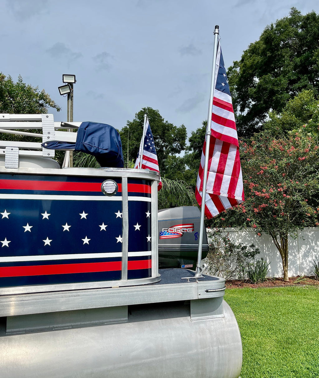 5′ Pontoon Boat Aluminum Flag Pole Kit with American Flag