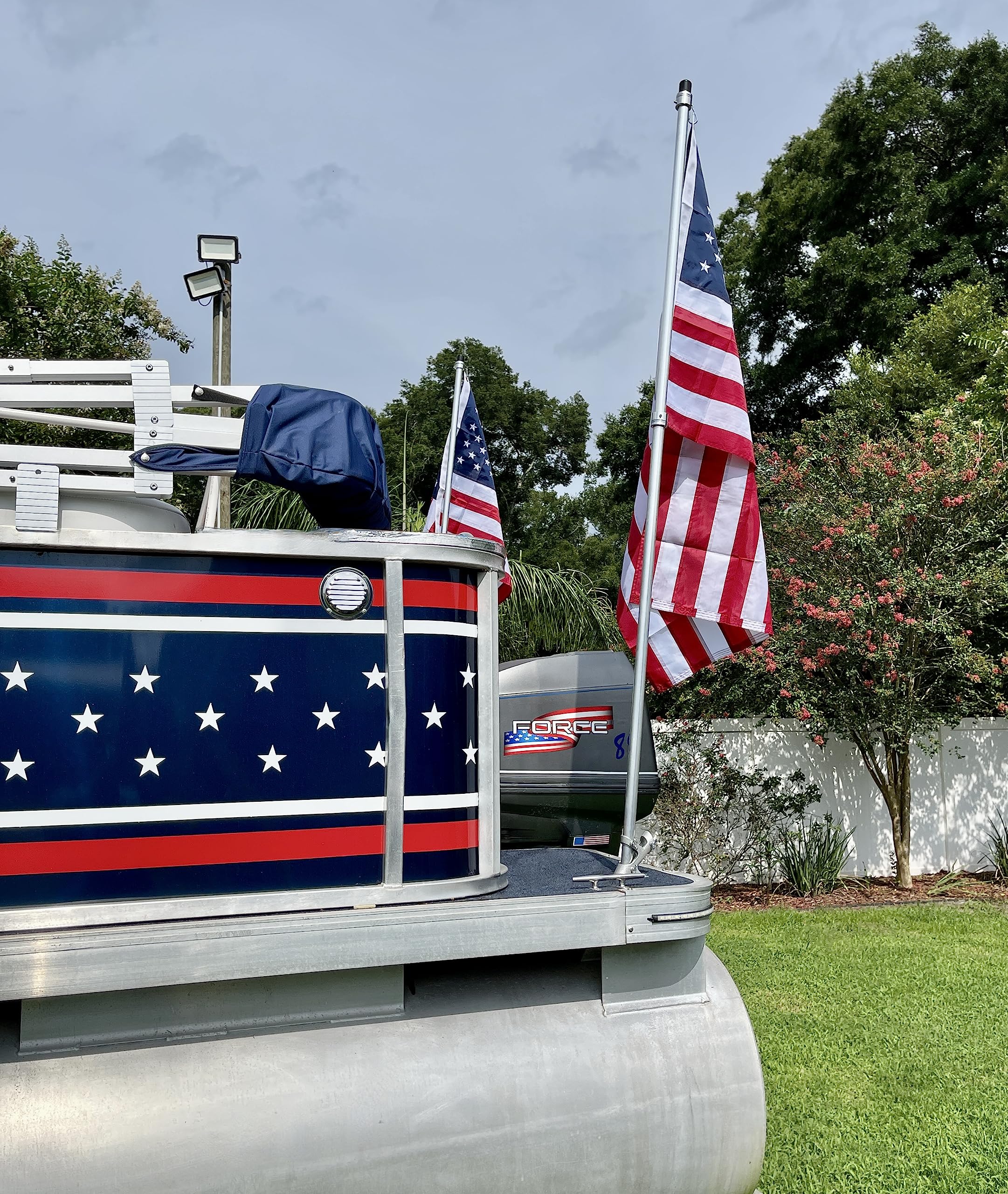 5′ Pontoon Boat Aluminum Flag Pole Kit with American Flag