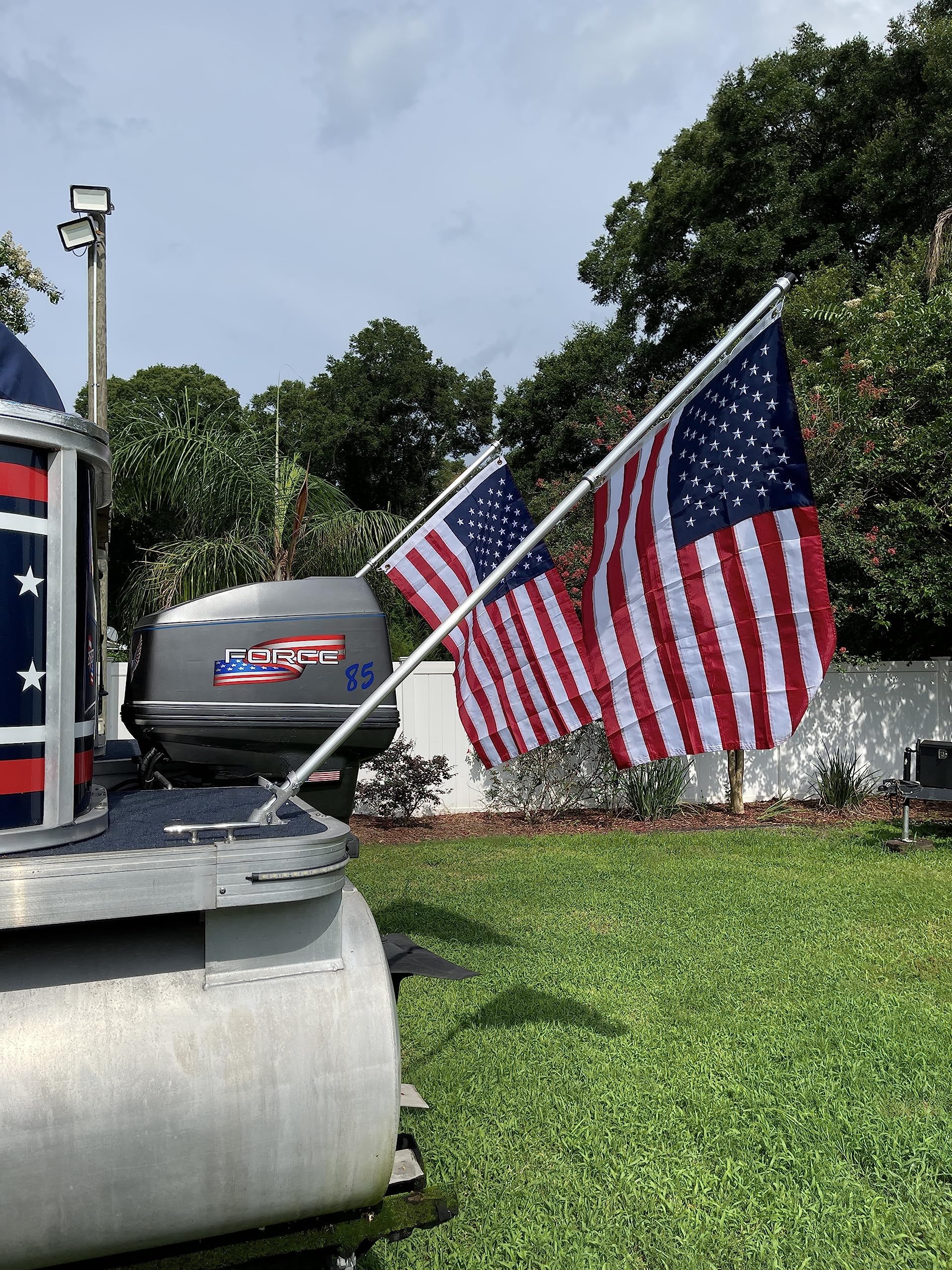 5′ Pontoon Boat Aluminum Flag Pole Kit with American Flag