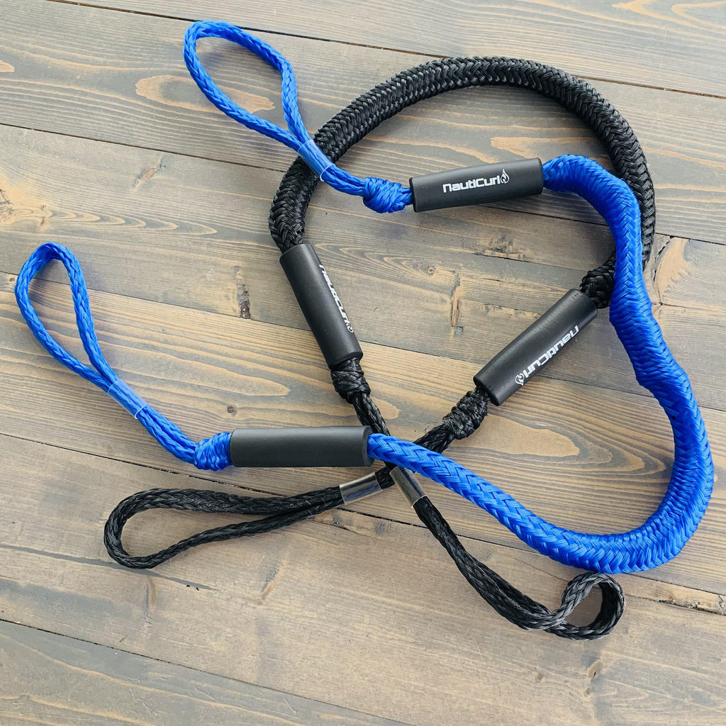 NautiCurl Bungee Boat Ropes - Shock Absorbing (2 Ropes)
