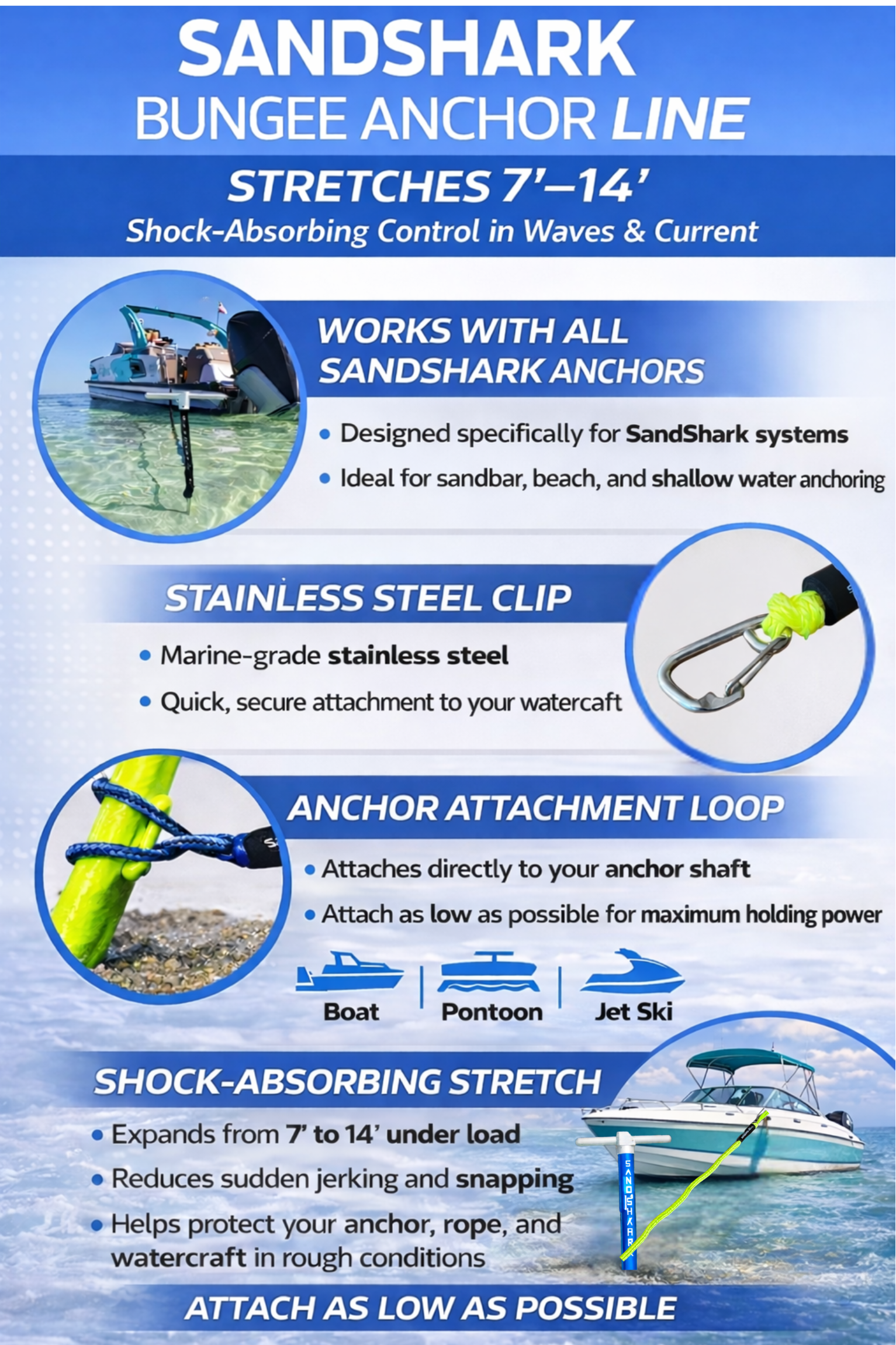 7-14ft Bungee Dock & Anchor Line
