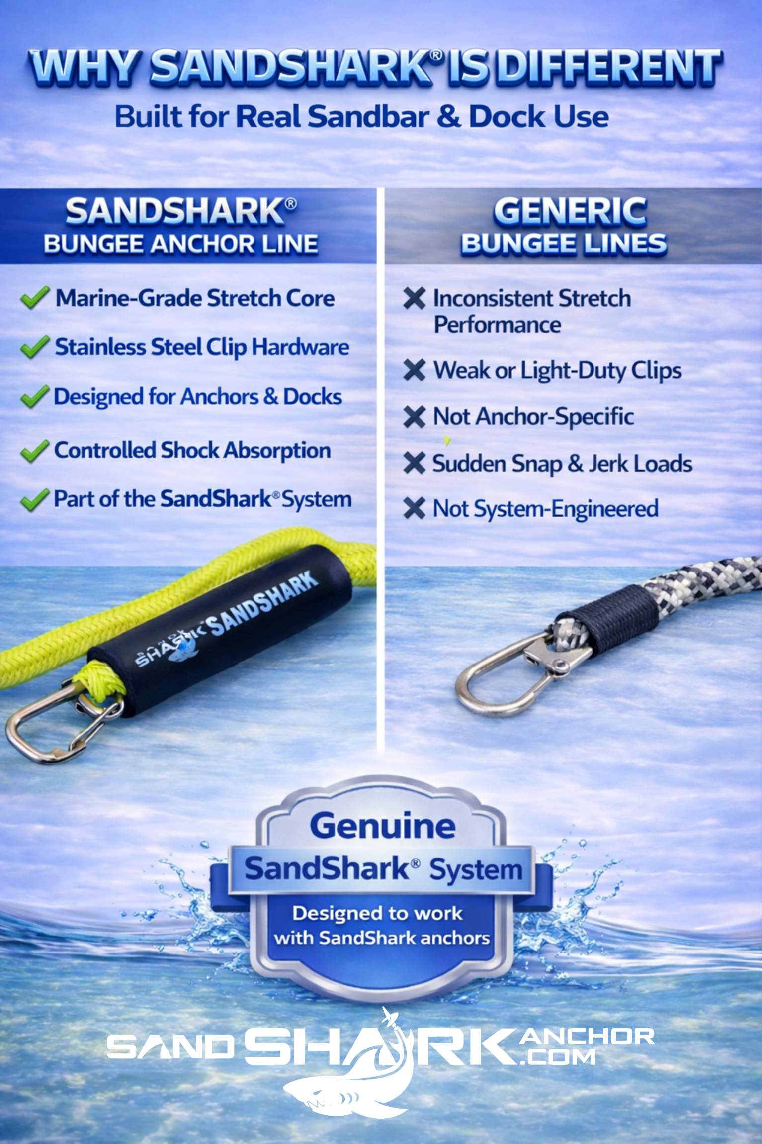 7-14ft Bungee Dock & Anchor Line