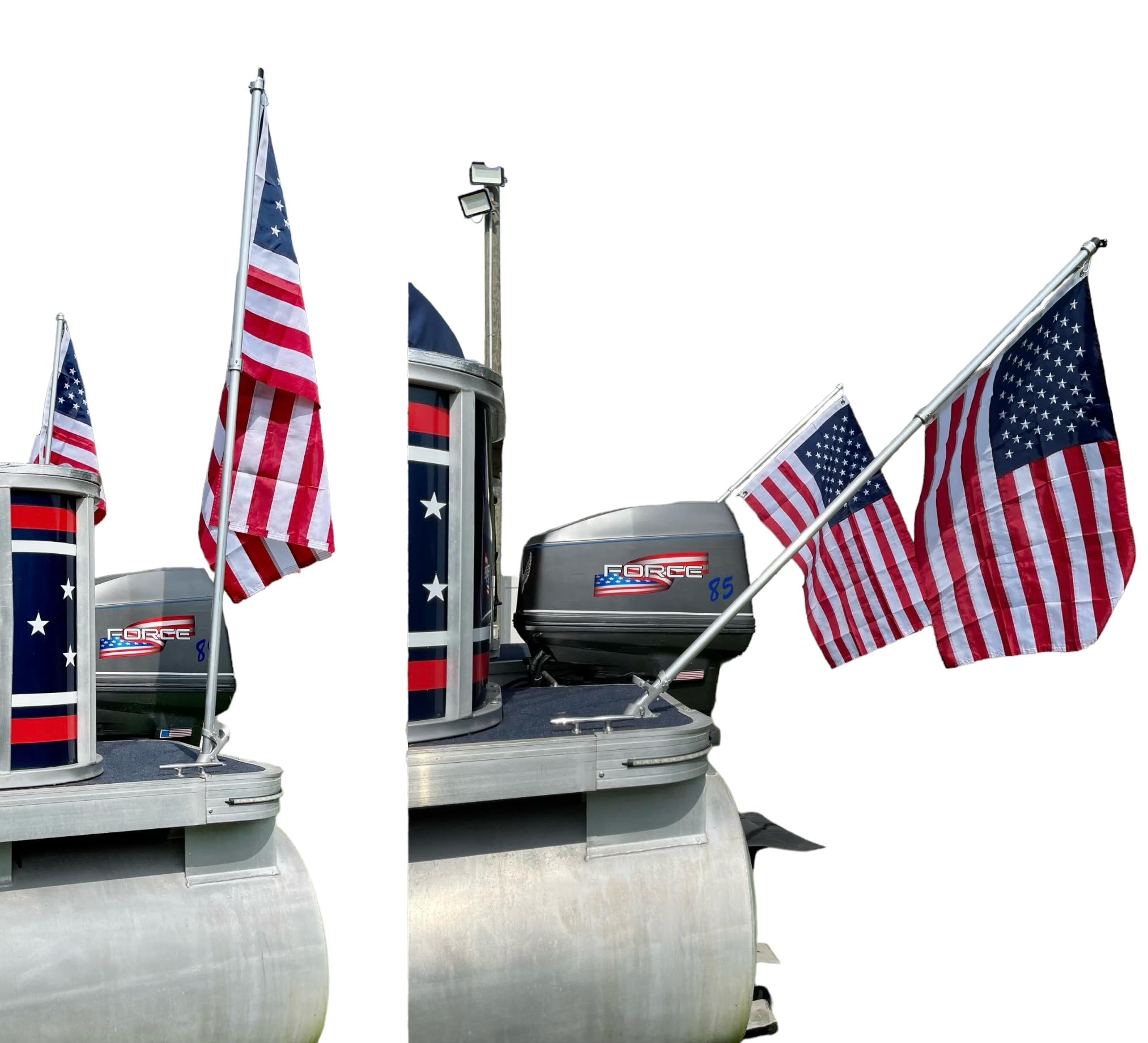 5′ Pontoon Boat Aluminum Flag Pole Kit with American Flag