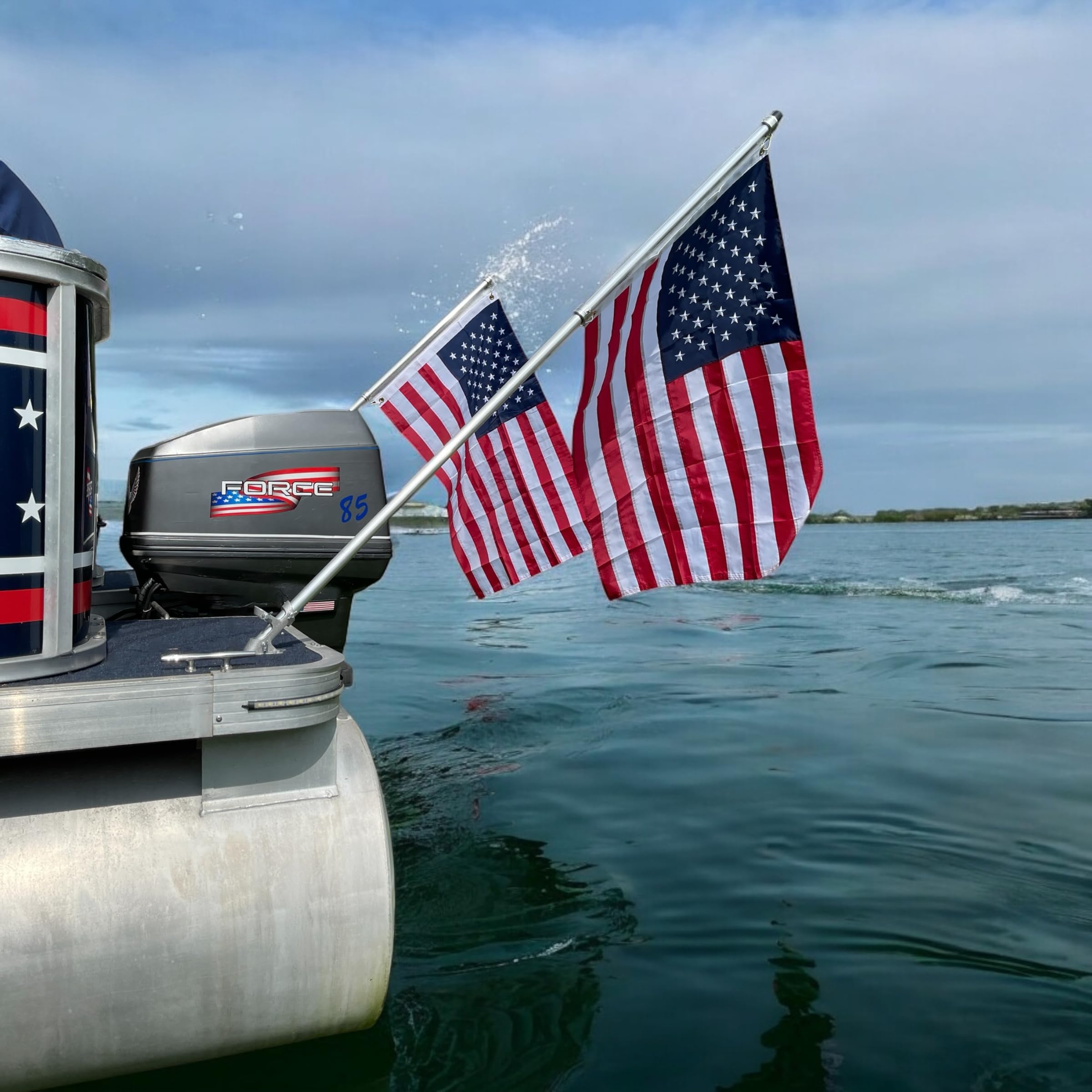 5′ Pontoon Boat Aluminum Flag Pole Kit with American Flag